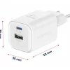 Ładowarka sieciowa Swissten GaN, USB-C PD i USB-A QC, 45 W i 18 W, biała