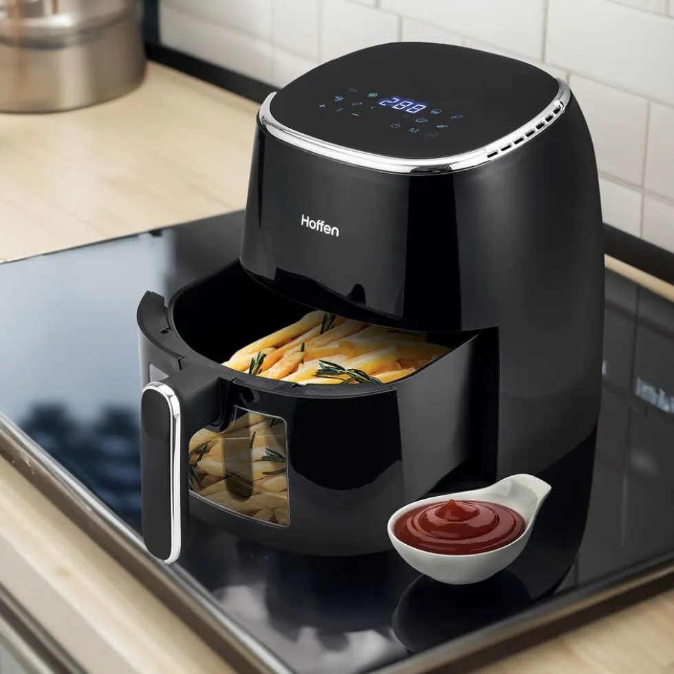 Air Fryer Frytkownica beztłuszczowa z okienkiem Hoffen, 1550 W, 5 l, czarna