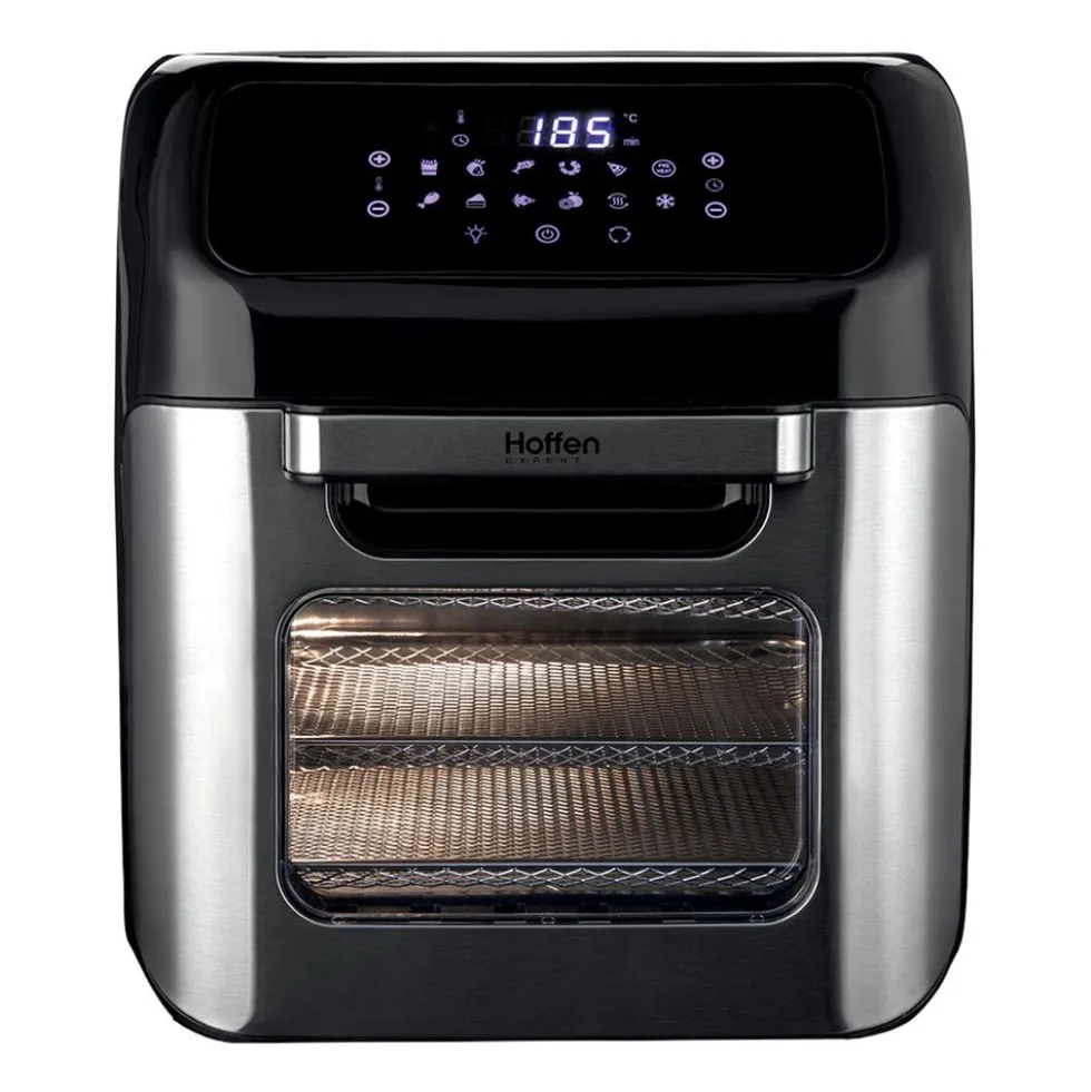 Air Fryer Frytkownica beztłuszczowa z okienkiem Hoffen Expert, minipiekarnik, 1800 W, 12 l, czarna
