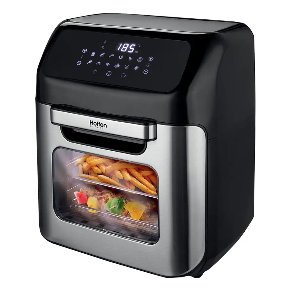 Air Fryer Frytkownica beztłuszczowa z okienkiem Hoffen Expert, minipiekarnik, 1800 W, 12 l, czarna