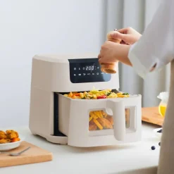 Air Fryer z okienkiem Olayks, 1500 W, 5 l, kość słoniowa
