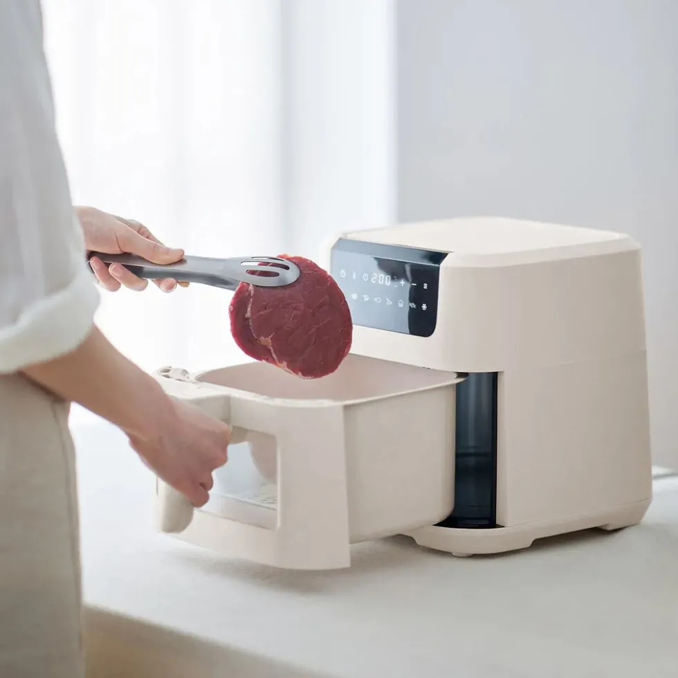 Air Fryer z okienkiem Olayks, 1500 W, 5 l, kość słoniowa