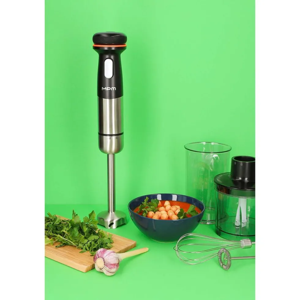 Akumulatorowy blender ręczny MPM GoFree CMBL-01, czarno-srebrny