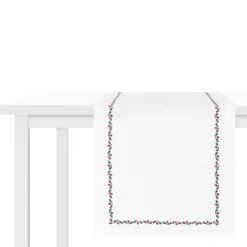 Bieżnik Ilex, biały, z lamówką, 40 x 160 cm