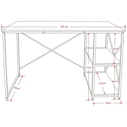 Biurko z półkami Smukee Home, 120 x 60 x 75 cm, dębowe