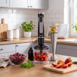 Blender ręczny 3 w 1 Hoffen, z akcesoriami, 1200 W, czarny