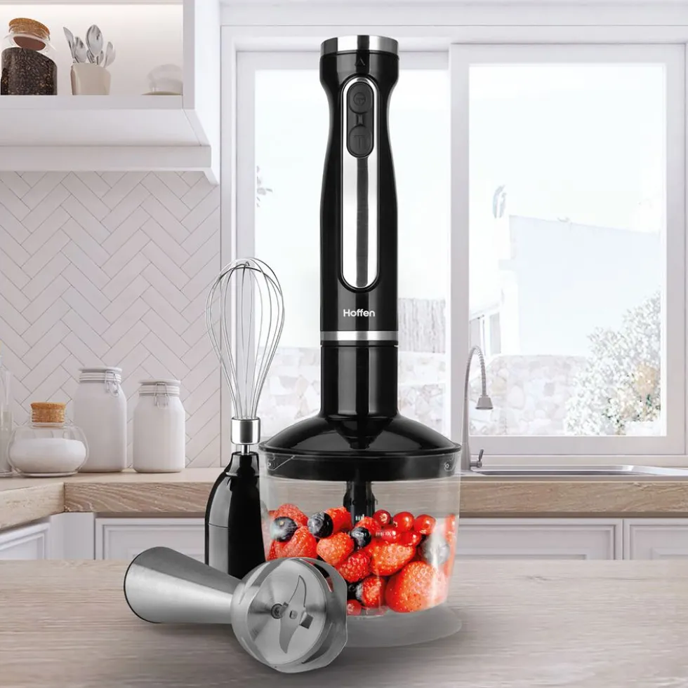 Blender ręczny 3 w 1 Hoffen, z akcesoriami, 1200 W, czarny