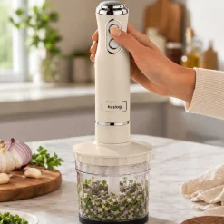 Blender ręczny 4 w 1 Huslog QuickBlend, 700 W, 4 końcówki, kremowy