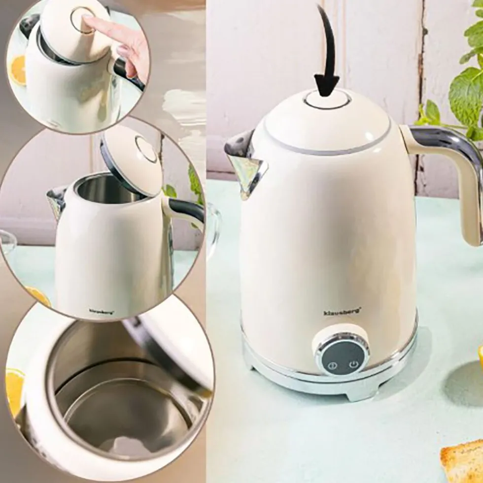 Czajnik elektryczny Klausberg, 1,7 l, 2200 W, z regulacją temperatury, beżowy