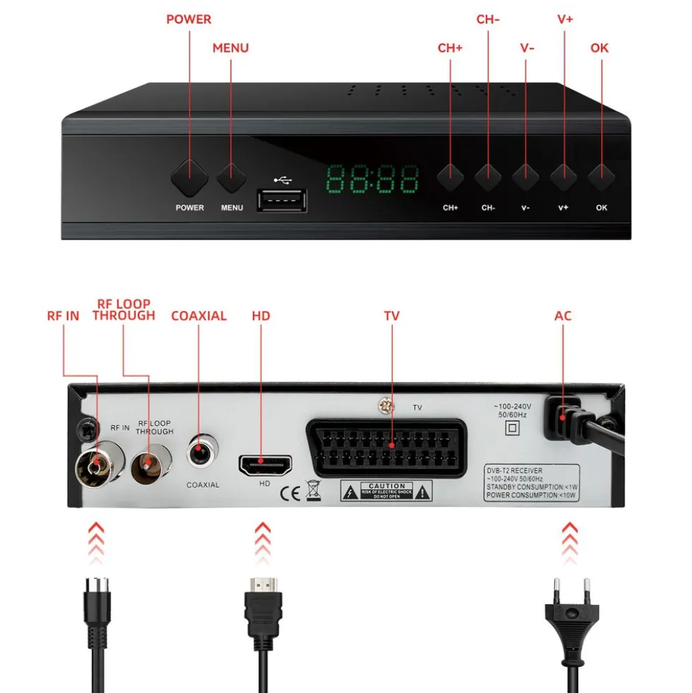 Dekoder telewizji naziemnej HD DVB-T2 HEVC H.265 Extralink