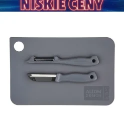 Deska do krojenia Altom Design, ze skrobakiem i nożykiem, szara