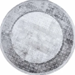 Dywan Multi-Decor Eclipse, koło, 120 cm, obramowanie, szary