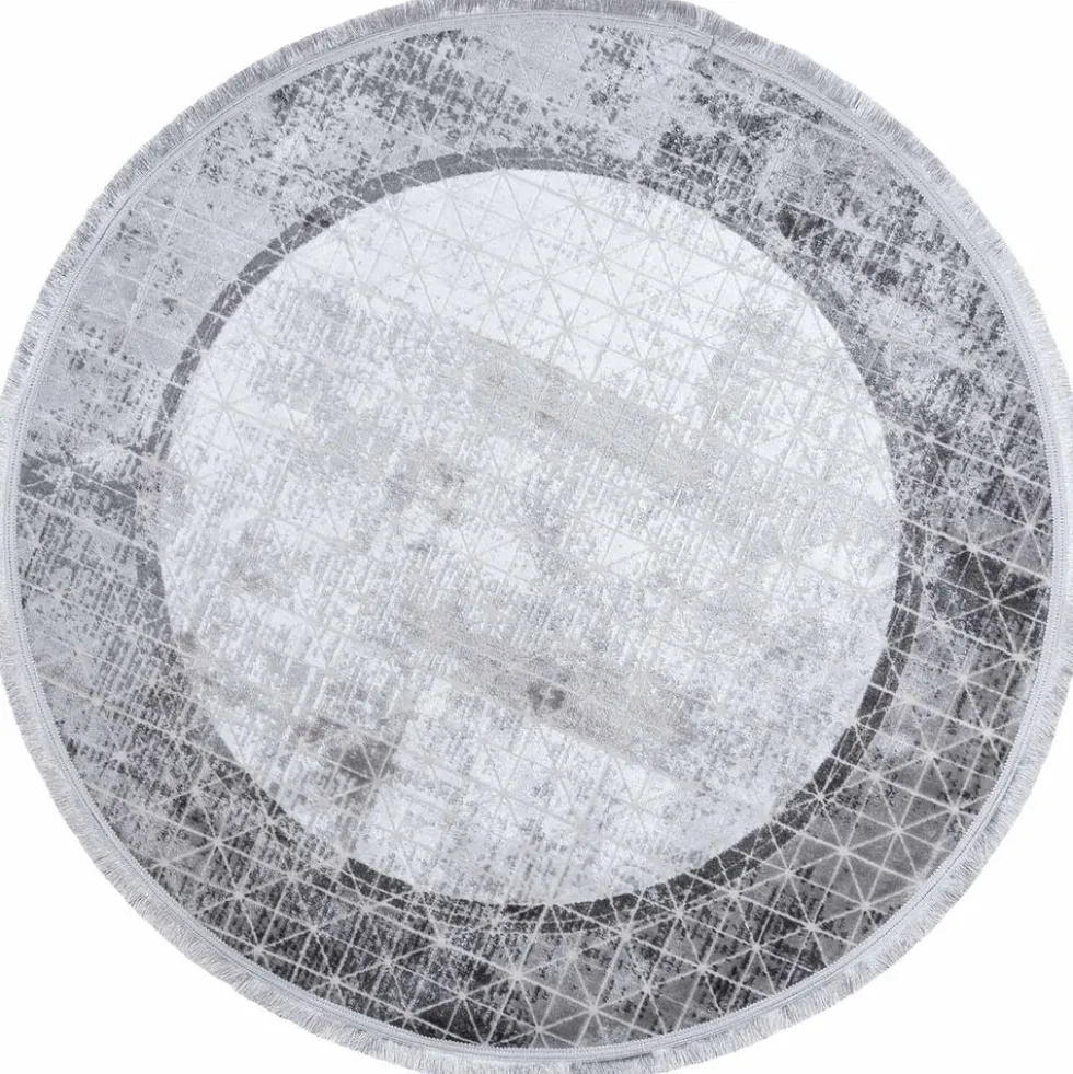 Dywan Multi-Decor Eclipse, koło, 120 cm, obramowanie, szary