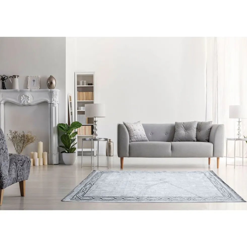 Dywan Multi-Decor Eclipse, 60 x 100 cm, ornament, szary z frędzlami