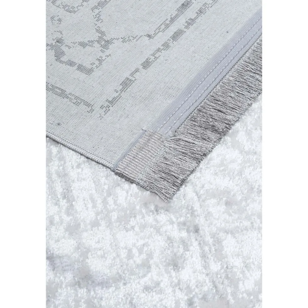 Dywan Multi-Decor Eclipse, 60 x 100 cm, ornament, szary z frędzlami