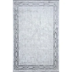 Dywan Multi-Decor Eclipse, 80 x 150 cm, ornament, szary z frędzlami