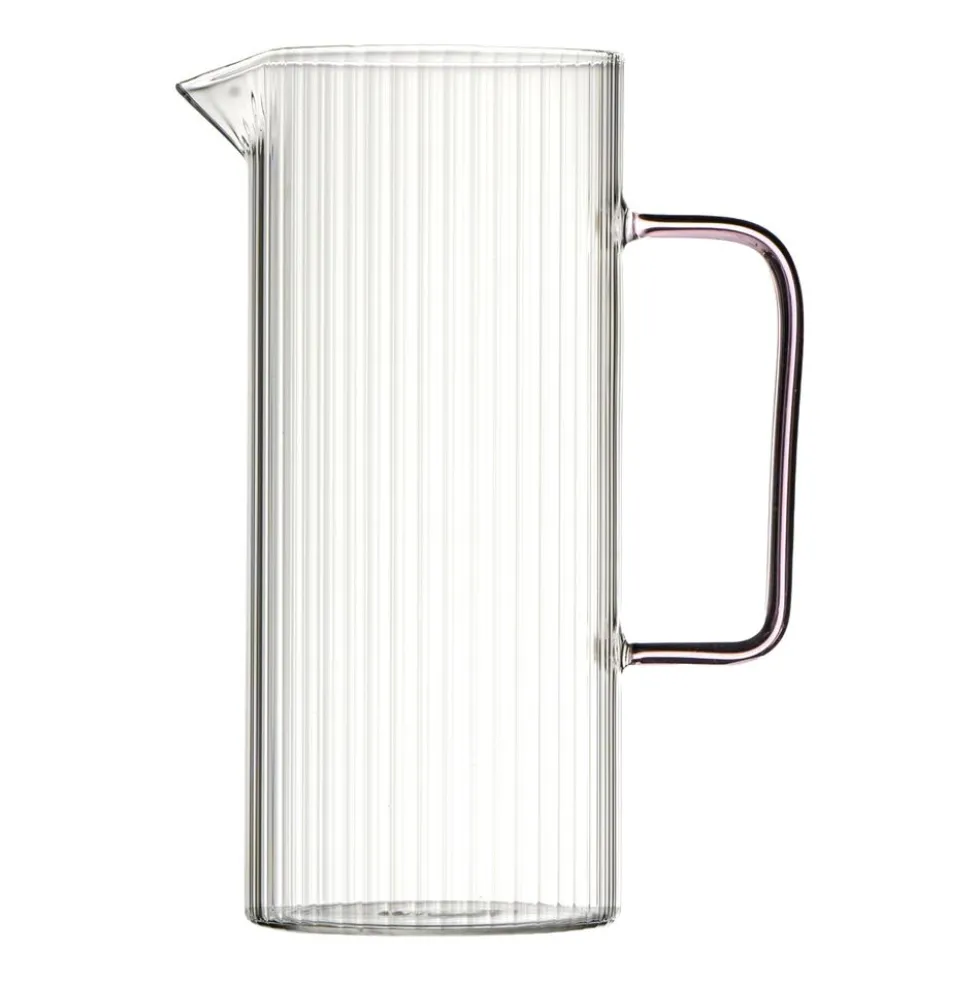 Dzbanek ryflowany Vialli Design Livio, 1,5 l, z różowym uchem