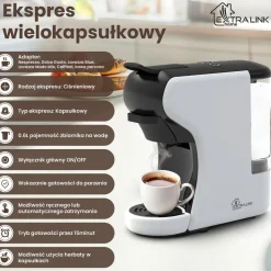 Ekspres wielokapsułkowy Extralink Home, 6 systemów kapsułek, czarno-biały