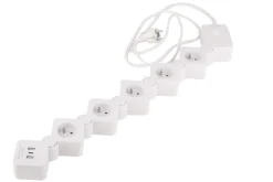 Elastyczna listwa zasilająca Hykker, 5 gniazd, 2 x USB-A, 1 x USB-C