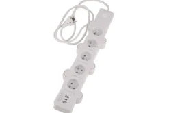 Elastyczna listwa zasilająca Hykker, 5 gniazd, 2 x USB-A, 1 x USB-C