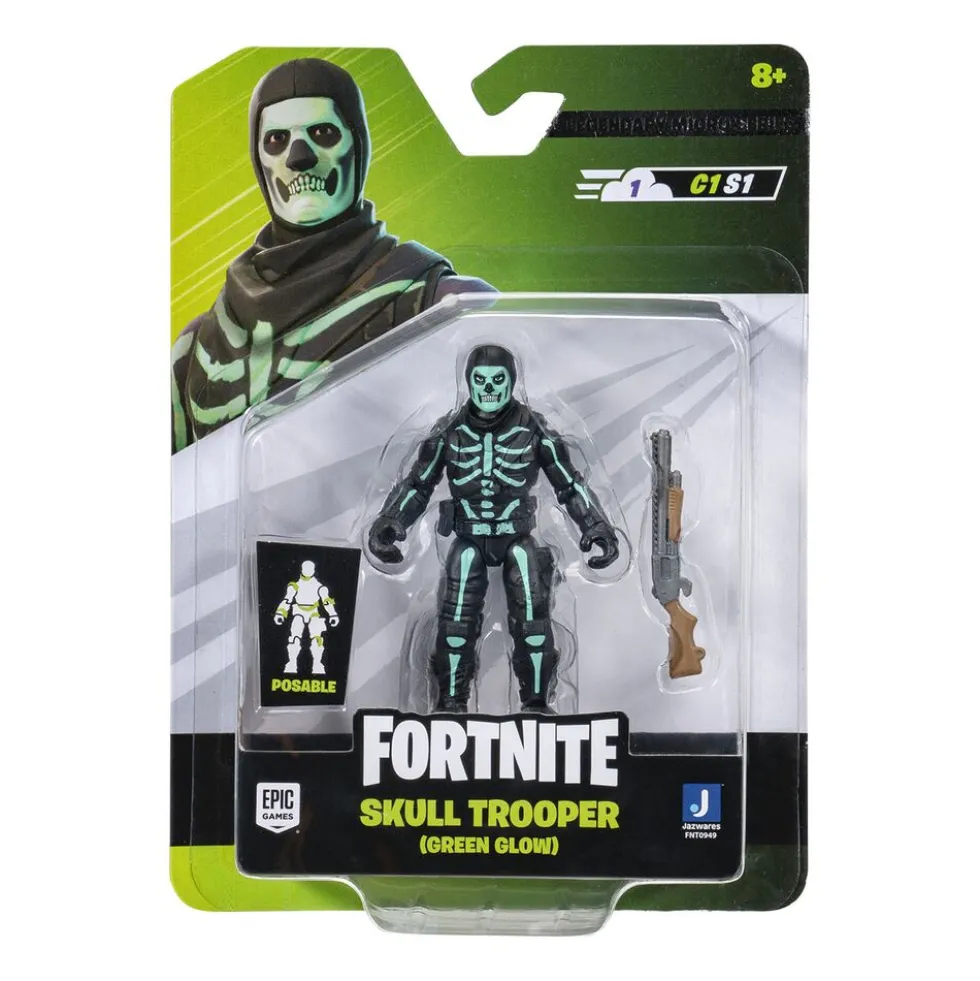 Figurka Fortnite Skull Trooper Green, 6,5 cm, ruchoma
