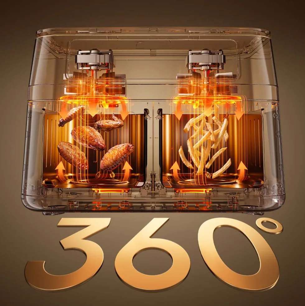 Frytkownica beztłuszczowa Dreame Tasti DZ30, 3000 W, 2 x 5,5 l, czarna