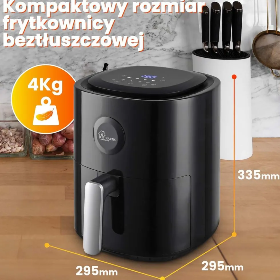 Frytkownica beztłuszczowa Extralink Smart Life SJ-400, 4 l, 1300 W, czarna
