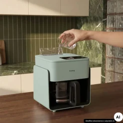 Frytkownica beztłuszczowa szklana Huslog Crystal Steam, 1300 W, 4,2 l, z funkcją pary, zielona