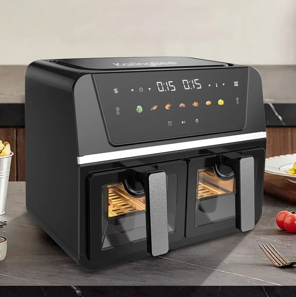 Frytkownica dwukomorowa z okienkiem KaringBee AF801E2TK, 1700 W, 2 x 4,5 l, czarna