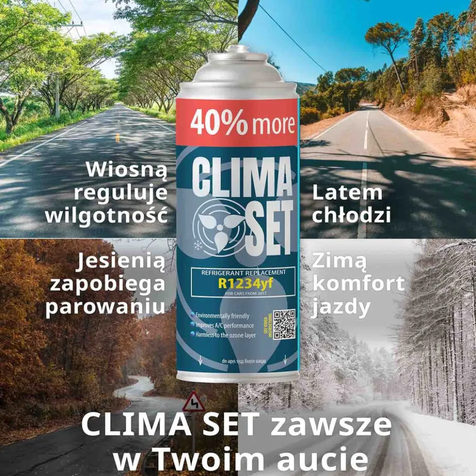 Gaz do klimatyzacji ClimaSet R1234yf 470 g, z przewodem z manometrem i adapterem R1234yf