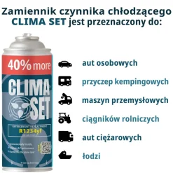 Gaz do klimatyzacji ClimaSet R1234yf 470 g, z przewodem z manometrem i adapterem R1234yf