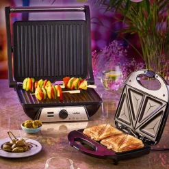 Grill elektryczny kontaktowy Hoffen, 2000 W, czarny