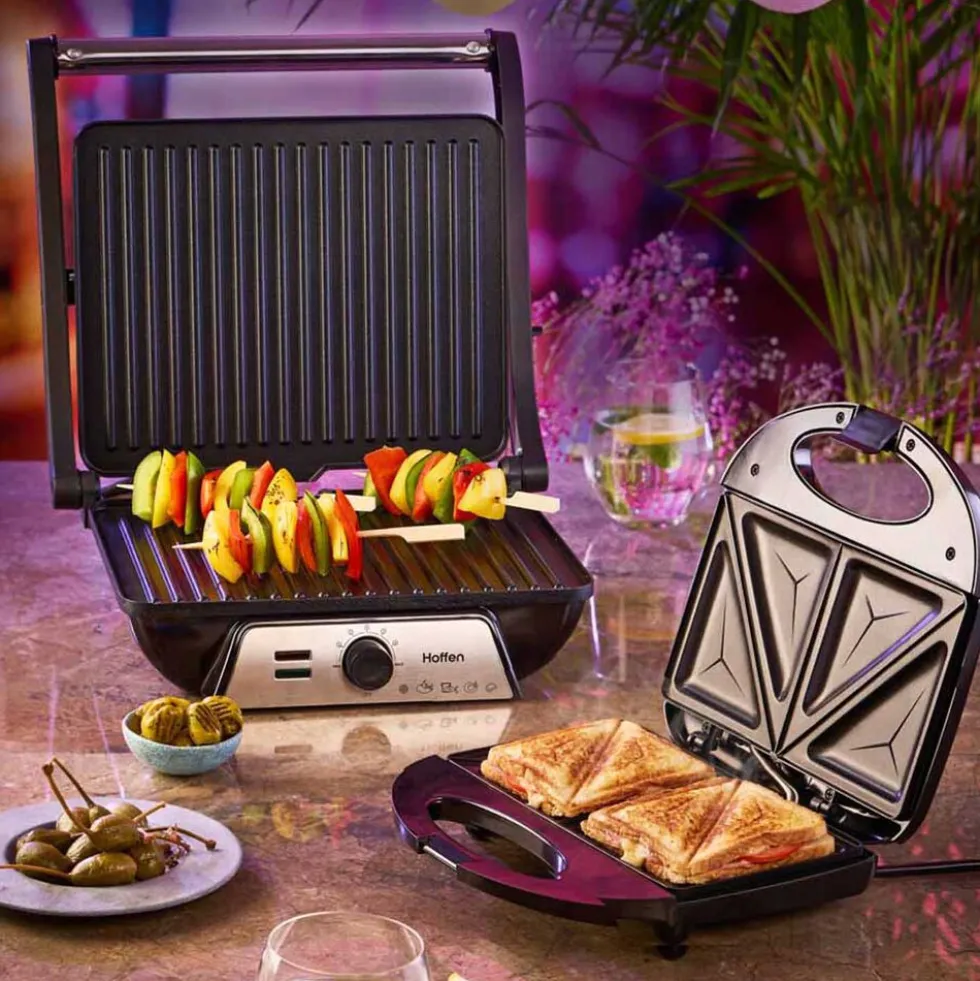 Grill elektryczny kontaktowy Hoffen, 2000 W, czarny