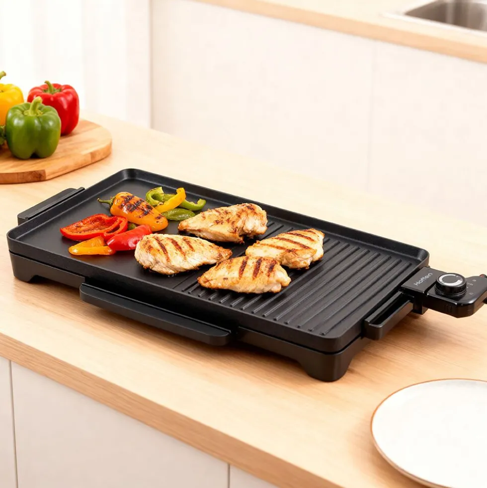 Grill elektryczny otwarty Hoffen, 2200 W, czarny