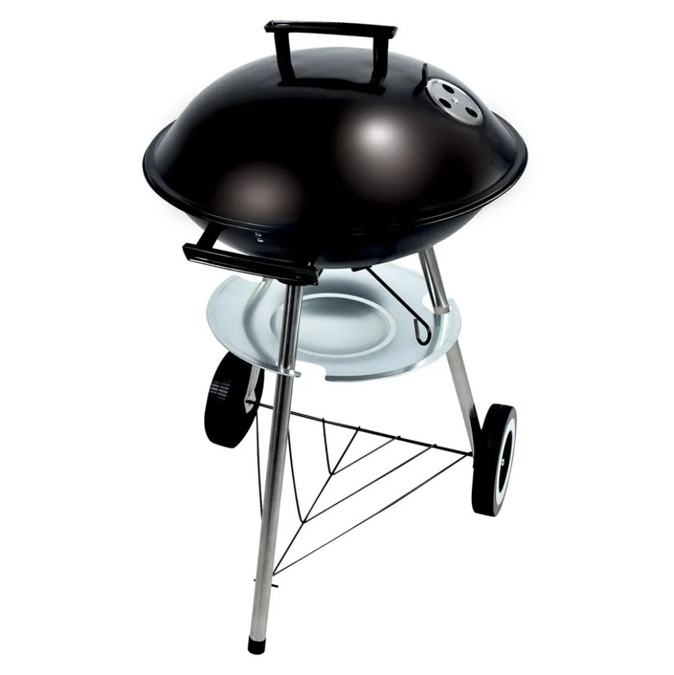 Grill kulisty 16”, czarny, z pokrywą i popielnikiem