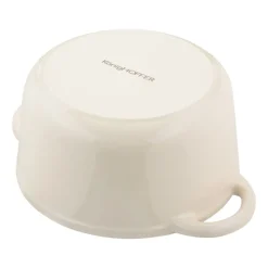 Gęsiarka żeliwna emaliowana Konighoffer, 2,8 l, 21 x 10,5 cm, okrągła, kremowa