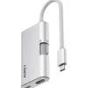 Hub USB-C adapter 3 w 1 Aukey UH-CUH01 TravelDok, srebrny