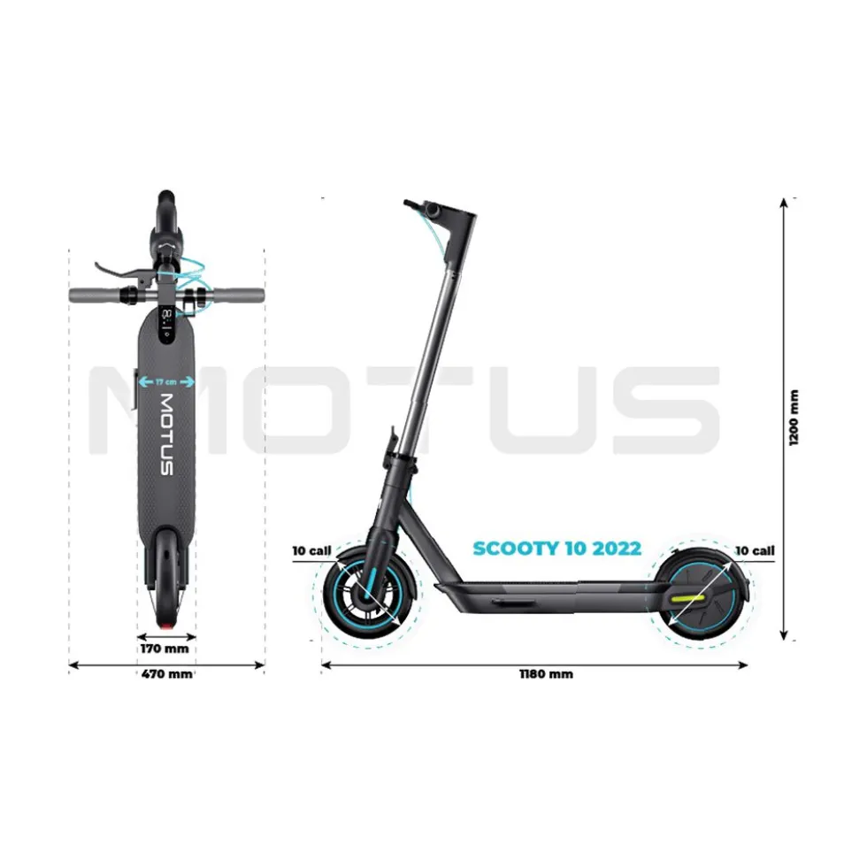 Hulajnoga elektryczna Motus Scooty 10 2022, silnik 350 W, 60 km zasięgu