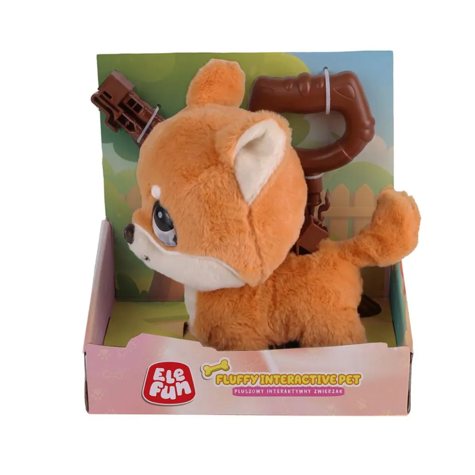 Interaktywny zwierzak Elefun Shiba-inu, z dźwiękiem i rączką do prowadzenia