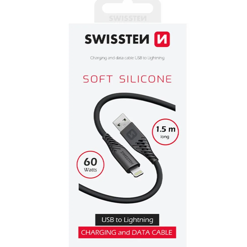Kabel USB - Lightning Swissten, 60 W, 1,5 m