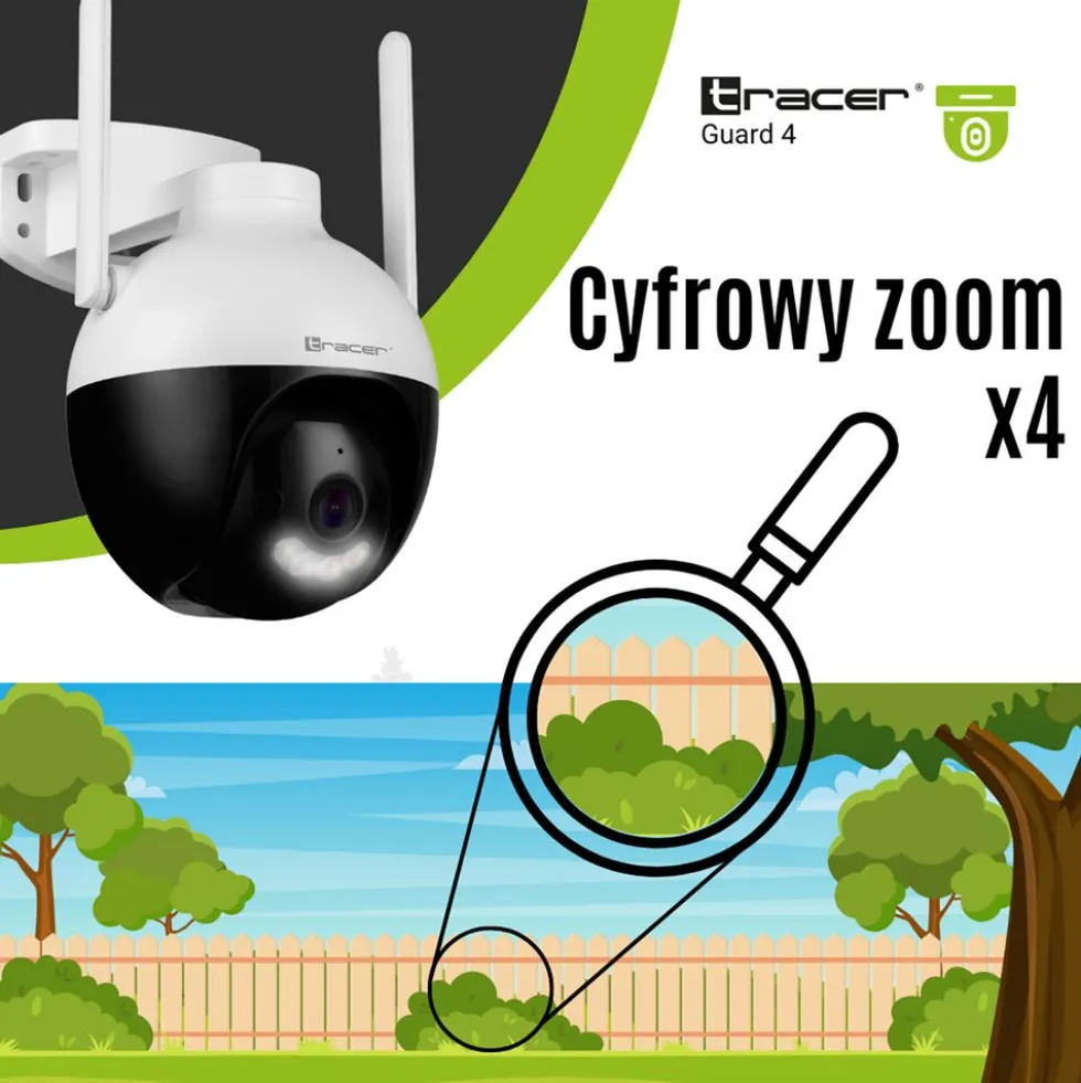 Kamera IP do monitoringu zewnętrznego Tracer Guard 4, QHD, Wi-Fi