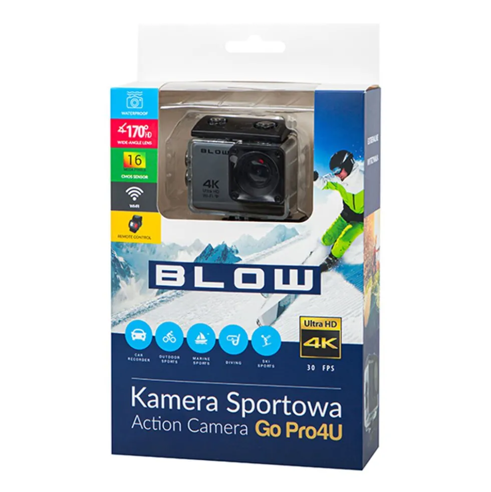 Kamera sportowa Blow Go Pro4U, 4K, WiFi, z obudową wodoodporną