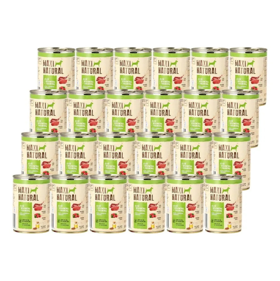 Karma dla psa Maxi Natural, jeleń i wołowina z żurawiną, mokra, 24 x 400 g