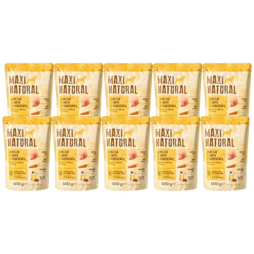 Karma dla psa Maxi Natural, mokra, kurczak i indyk z marchewką, 10 x 500 g