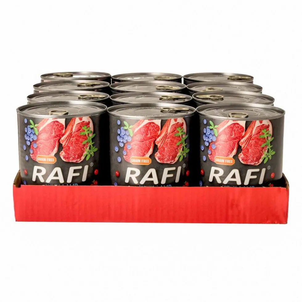 Karma dla psa Rafi, z jagnięciną, borówką i żurawiną, mokra, 12 x 800 g