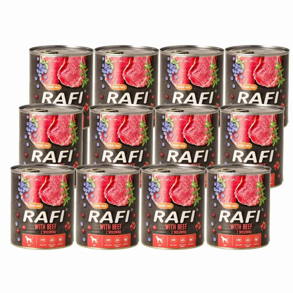 Karma dla psa Rafi, z wołowiną, borówką i żurawiną, mokra, 12 x 800 g