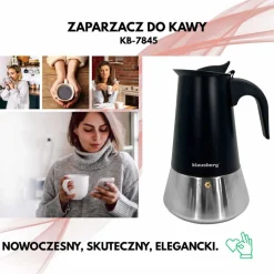 Kawiarka stalowa Klausberg 7845, na 6 filiżanek, czarna