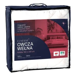 Kołdra 160 x 200 cm Lunesse Owcza Wełna, biała