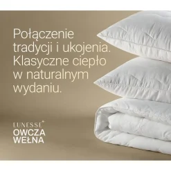 Kołdra 140 x 200 cm Lunesse Owcza Wełna, biała