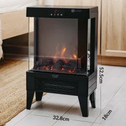 Kominek elektryczny LED Adler AD7755, z pilotem, 2 moce grzania, 1000 W/2000 W